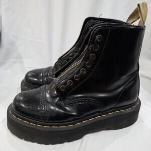 Dr. Martens Women Vegan Sinclair Black Platform Lace-Up Zipper Boots Size 7 L